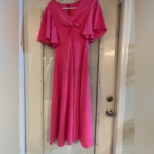 SHEIN Fuchsia Maxi Dress with Flared Sleeves